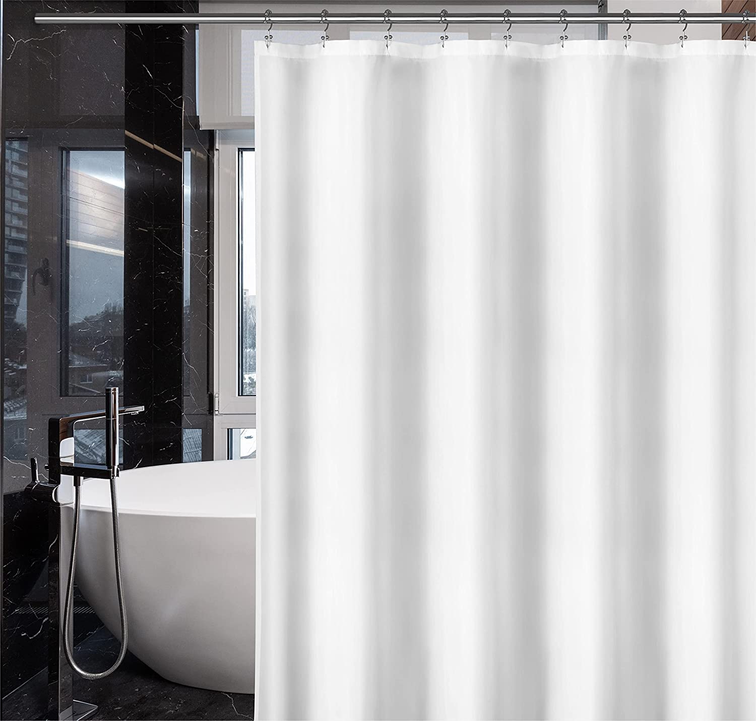 LiBa Fabric Shower Curtain, Waterproof Wet Room Bathroom Heavy Duty Shower Curtain, Anti Mould Mildew Resistant, Washable and Easy Dry, 183 x 183cm(72 x 72 inch) — image 1