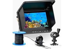 HFWHOK 5inch Portable Fish Finder Camera Underwater Fishing Camera, 220° Wide Angle Infrared Night Vision, Host IP65 Waterproof Ice Fishing Camera for Ice, Lake and Boat (B)