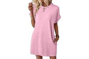 Womens Summer Chiffon Dress 2025 Fashion Short Sleeve Spring Mini Tshirt Shift Dress Casual Beach Vacation Sundress