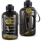 GIFUBOWA 3l Big Water Bottle 3 Liter with Straw | Leak Proof Clear Motivational Time Marker Drink XL Jug Handle for Sports Gym