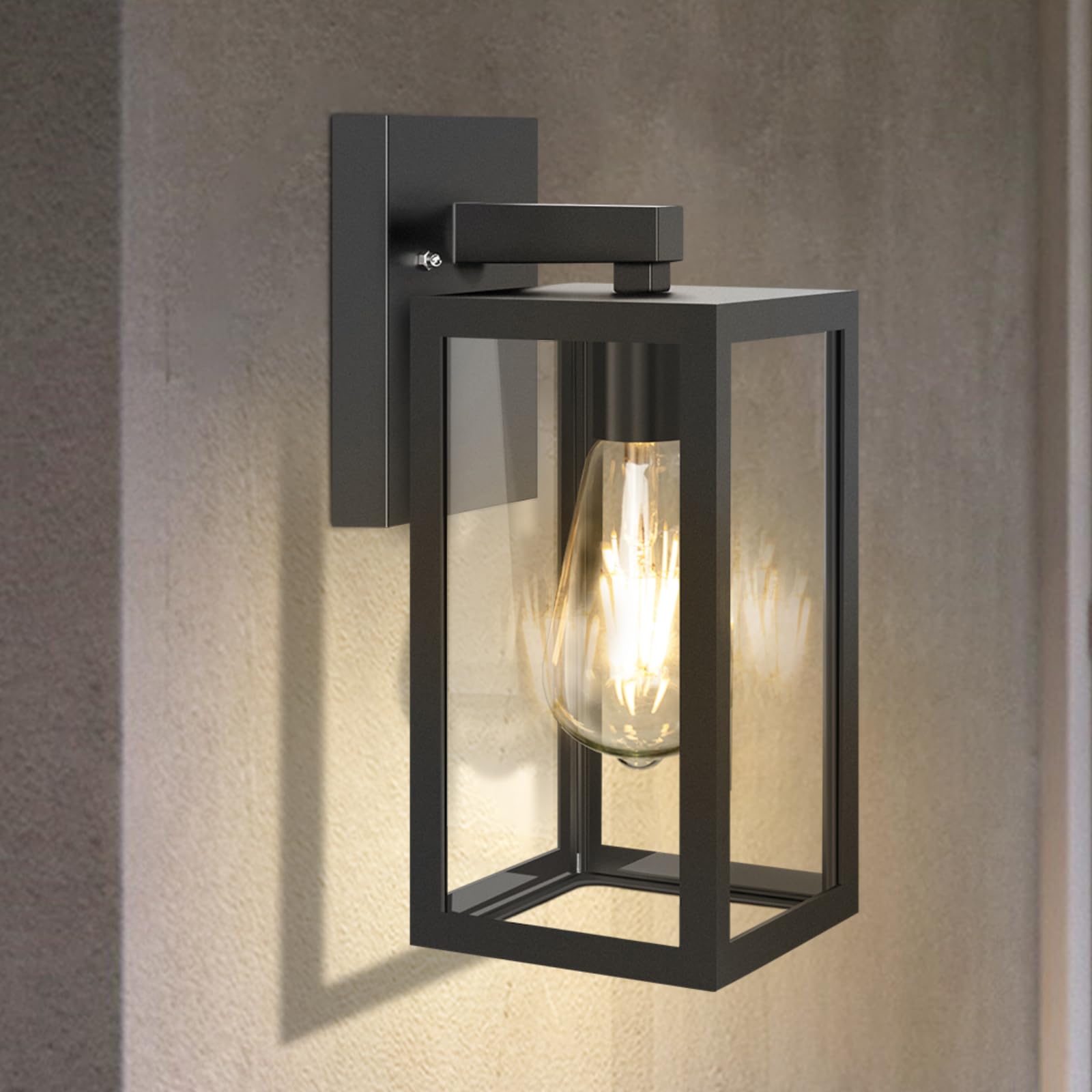 Aranzyec Outdoor Wall Lights Mains Powered, Max 60W E27 Aluminum Outside Wall Lamp, Black Wall Sconce, IP54 Waterproof, Garden Lights for Front Door, Patio, Terrace, Hallway, Garage, Porch