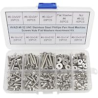 HVAZI #6-32 UNC Stainless Steel Phillips Flat Head Machine Screws & Nuts Kit – 220-Piece Assortment With Case - View #2