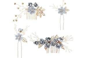 NUOBESTY 4Pcs Wedding Hair Comb Set Floral Rhinestone Bridal Hair Accessories for Brides and Bridesmaids Special Occasion Par