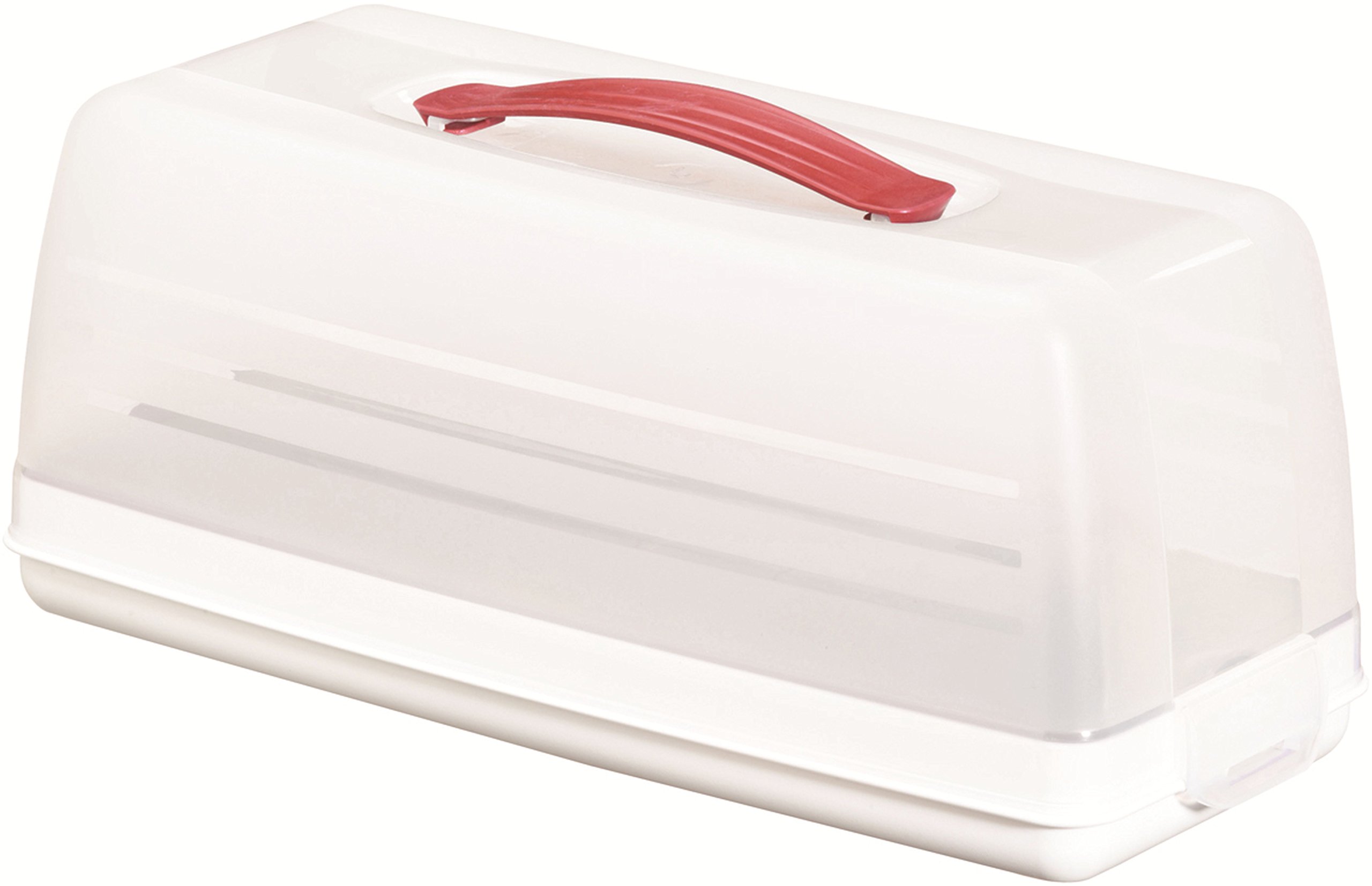 Curver Curver-175247-Rectangular Cake Tin-Transparent/White, Multicolour