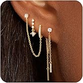 Gold Silver Earrings for Women Trendy 14K Gold Plated Dangle Hypoallergenic Cartilage Earrings Small 925 Sterling Silver Post Dainty Hoop Drop Pearl Earring Stacks Set Huggie Chain Earrings Jewelry