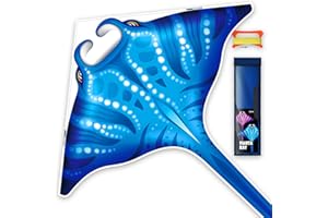 SGftre Manta Ray Blue Kites for Kids Ages 8-12 ，Extremely Easy to Fly for Beginners for Adult and Kids