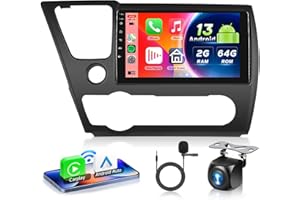 2G+64G Car Stereo for Honda Civic 2013-2017 Android 13 with Wireless Carplay Android Auto, 9 Inch Touch Screen Car Radio Supp