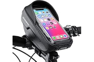 ROCKBROS Bike Phone Mount Bag Bike Front Frame Handlebar Bag Waterproof Bike Phone Holder Case Bicycle Accessories Pouch Sensitive Touch Screen Compatible with iPhone 11 XS Max XR 8 Plus Below 6.5"