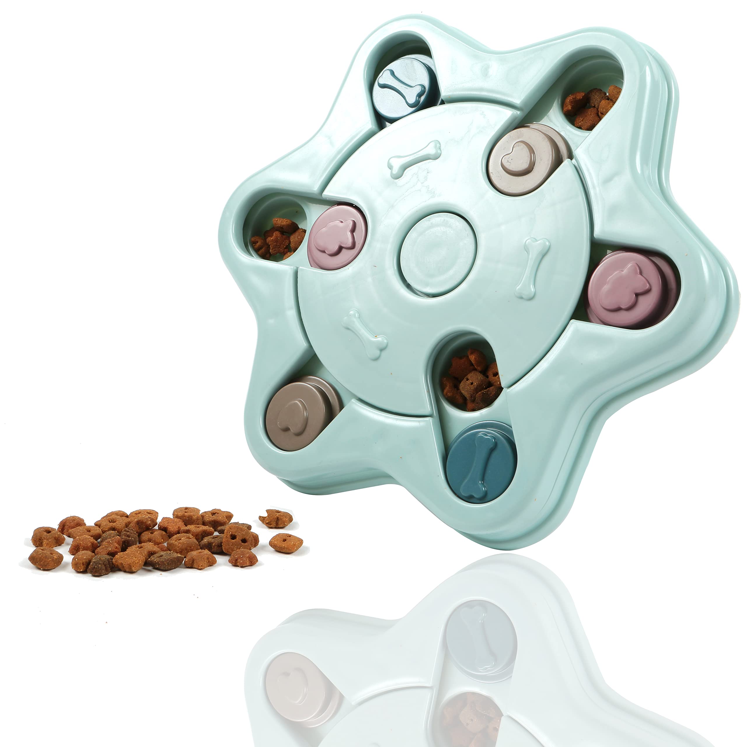 Petbuddy Pet Treat Feeder Puzzle | Interactive Dog & Cat Toys | Smart Hide & Slide Treat Game | Puppy Training Games |Blue Star