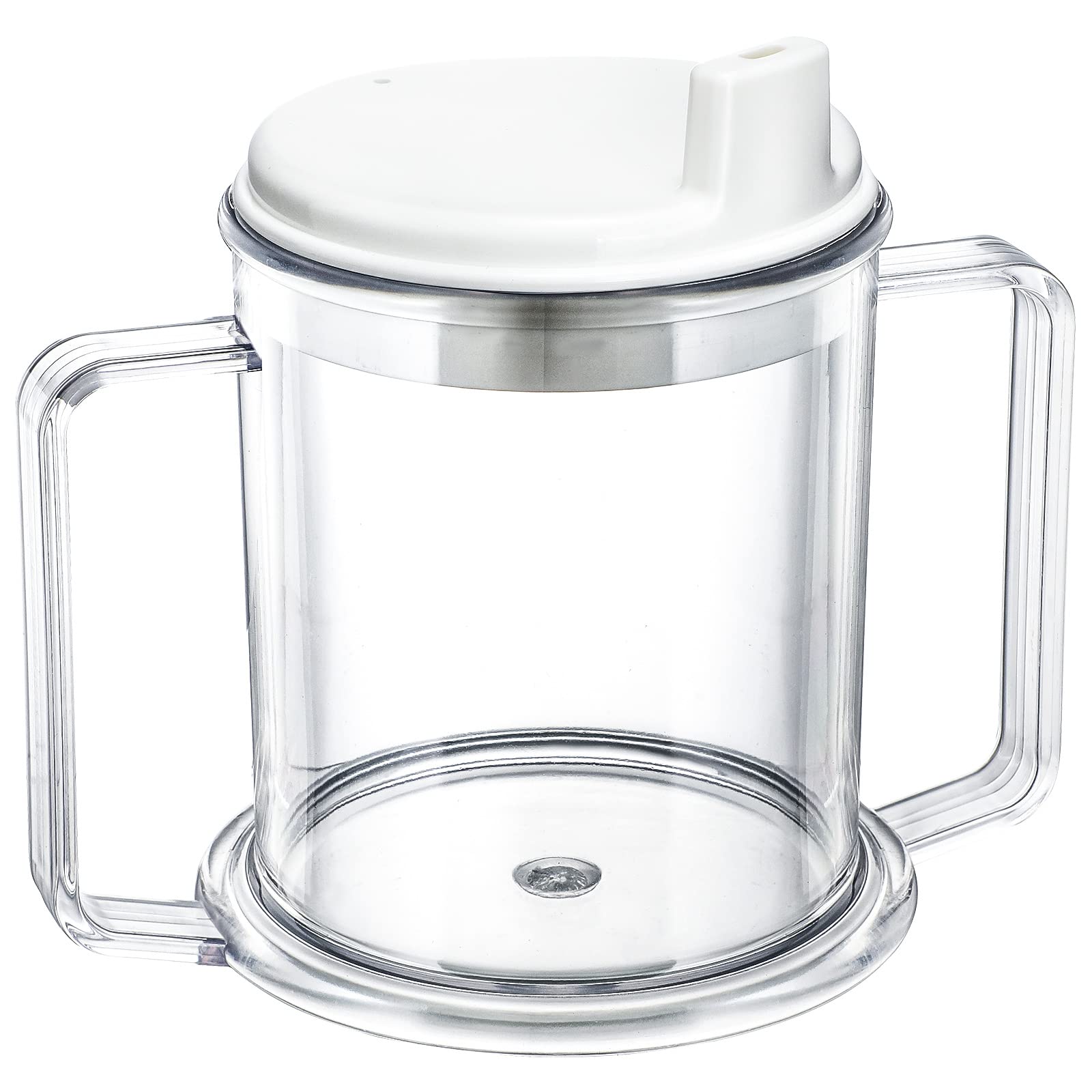 Photo 1 of Eaasty 1 Pcs Adult Sippy Cup for Elderly, 10 oz Plastic Spill Proof Cups with 2 Handles for Adult Elderly Care Hospital Drinking Mug Easy to Grasp Handles for Hot and Cold Beverages (White)