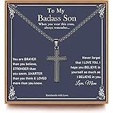 Ieftop Gifts for Men - Cross Necklace Gifts for Men, Black/Gold/Silver Cross Necklace Stainless Steel Cross Necklace for Men Gifts Dad Son Birthday Gifts for Dad Son Husband Necklace for Men