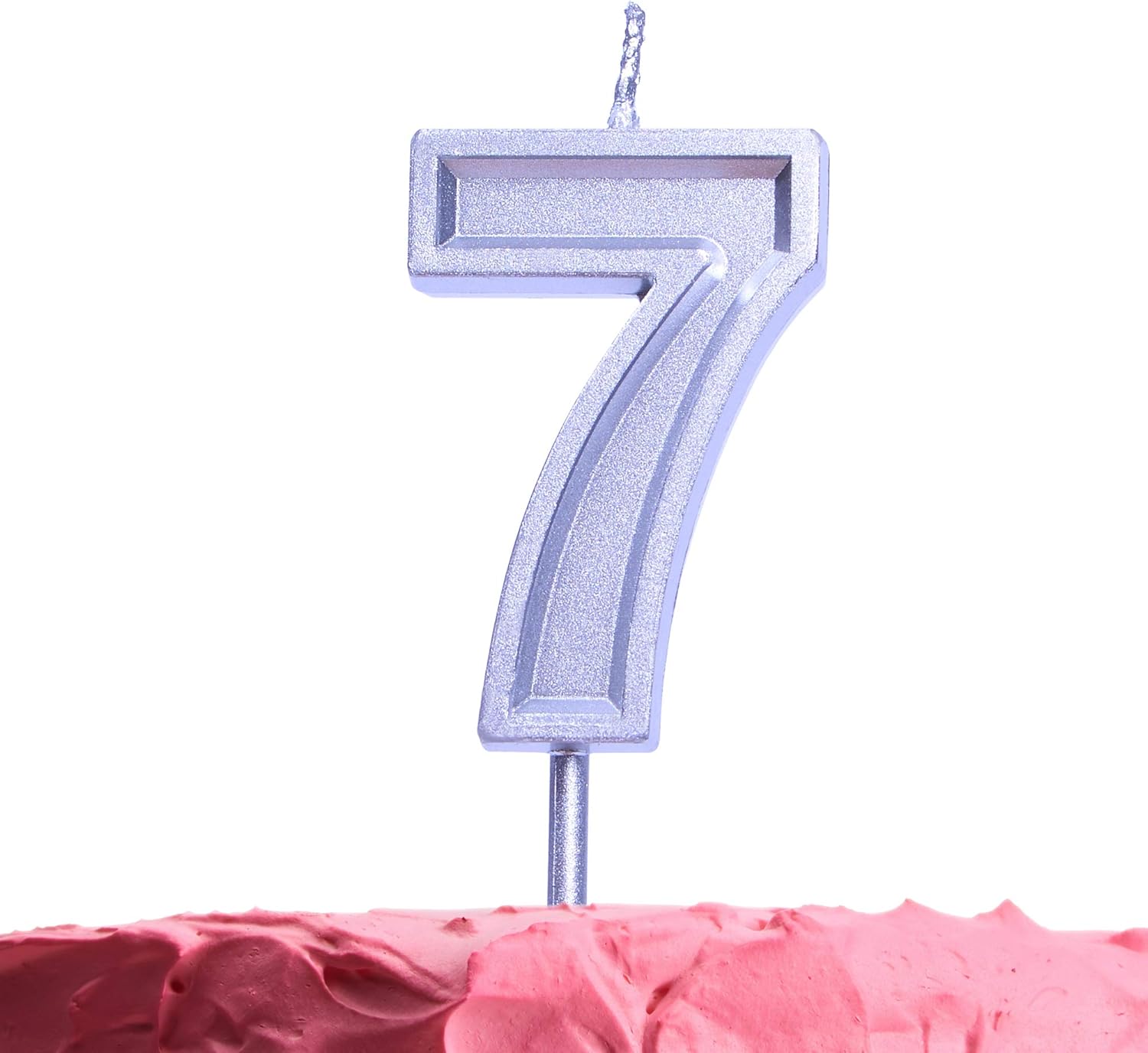 Get Fresh Number 7 Birthday Candle – Silver Number Seven Candle on Stick – Elegant Silver Number Candles for Birthday Wedding Anniversary – Baby’s 7th Birthday Candle Cake Topper – Silver 7 Candle