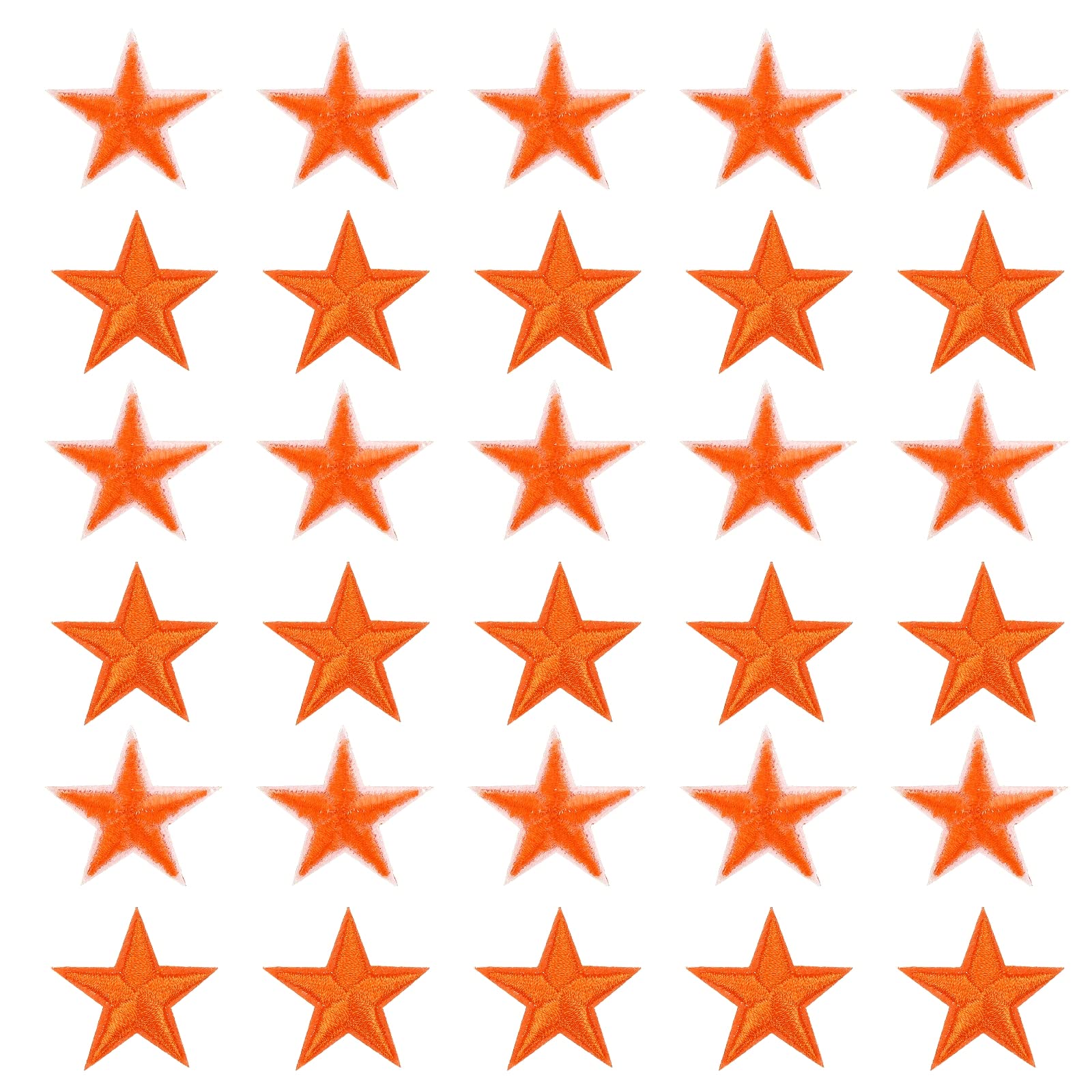 Photo 1 of MECCANIXITY Star Iron on Patches Embroidered Sew Patches Appliques Garment Embellishments Iron On Star Appliques for Clothing Repair Backpack Shoes Decoration Orange Pack of 30