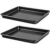 12.7-Inch Nonstick Baking Sheets & Cookie Trays for Oven, 2-Pack PFOA Free Baking Pans Set (Black)