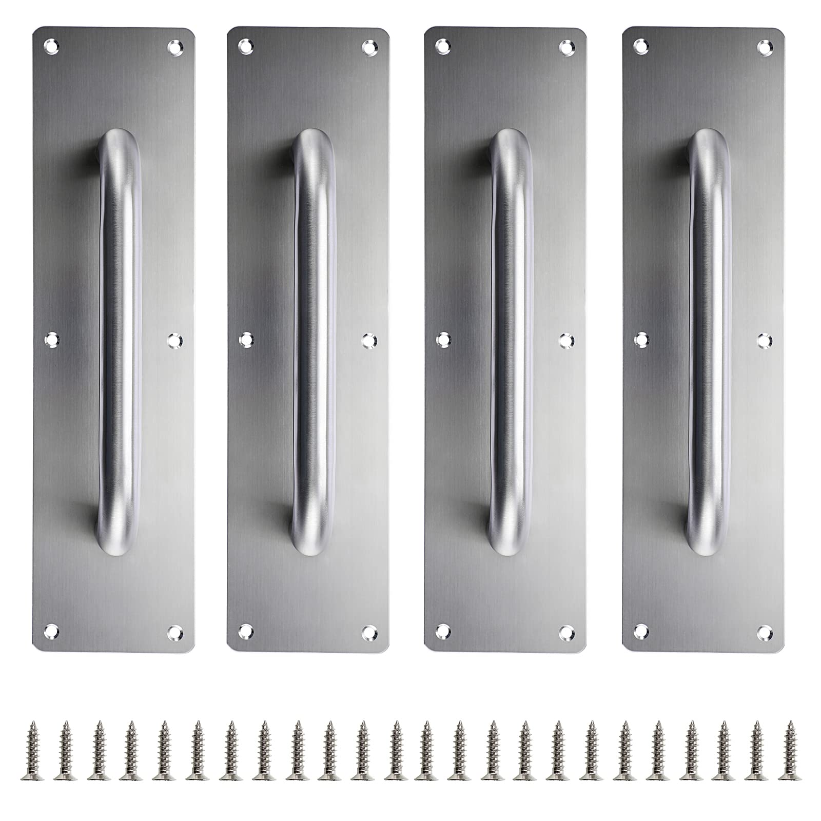 Photo 1 of Sumnacon 4PCS Stainess Steel Door Push Plates,Sturdy Door Handle Plates with Screws, Solid Door Pulls for Home Office Public Commercial Places,Silver