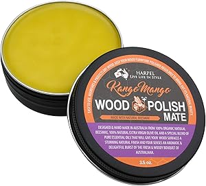 Kango Mango Wood Polish-mate, Traditional Furniture, Natural Wood Polish with Beeswax. Nourishes, protects dry wood. All Australian, Free from petroleum, chemicals & toxins. For all wood types 3.5oz