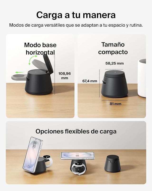 UltraCharge Pro 3 em 1 Qi2 25W Carregador Sem Fios Magnético Preto