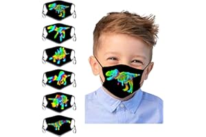 CANBOER 6Pcs Kids Washable Cute Cartoon Face Bandanas Reusable Cloth Face Dust Protection with Adjustable Ear Loops for Boys Girls