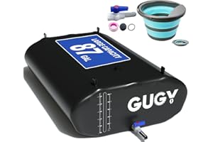 GUGY Portable 87 Gallon Water Bladder for Truck Bed & Carrier Cart Water Bob Bathtub Emergency Water Bladder for Outdoor RV & Car Camping Water Storage Bladder with Spigots and Overflow Kit-Black 330L