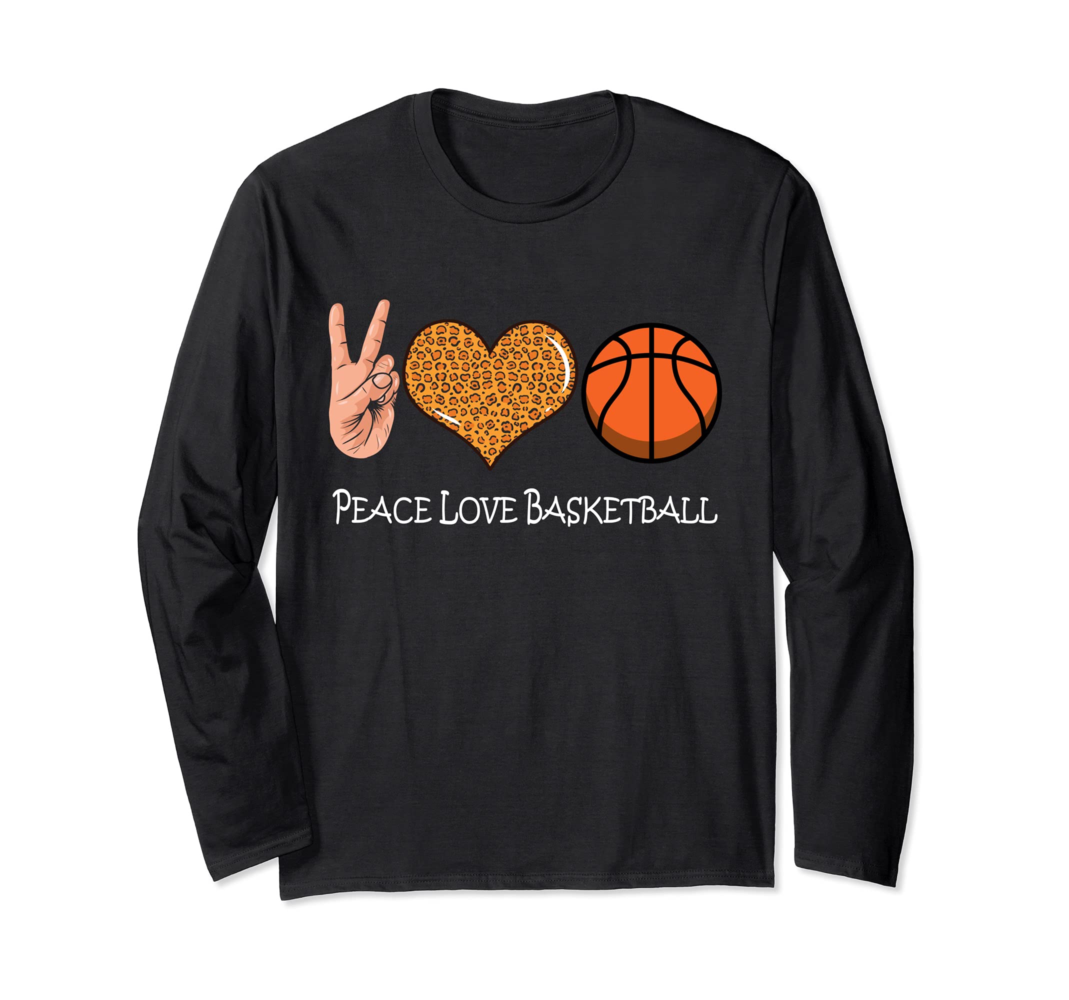 Peace Love Basketball - Cute Basketball Peace Love Long Sleeve T-Shirt