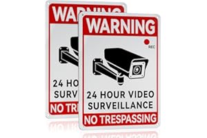 PEASUG 2 Pack Video Surveillance Sign, 10" x7" Camera Signs for Property, Waterproof No Trespassing Security Camera Sign, UV Printed, Reflective Warning Signs Outdoor for Driveway, Business, Home