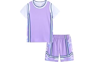 LUCKYLUAN Girls Basketball Jersey Shirt and Shorts Sports Uniform Set Sportwear