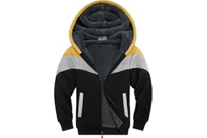 SWISSWELL Boys Fleece Jacket Long Sleeve Sherpa Lined Zip Up Hoodies Soft Warm Sweatshirt Outerwear for Kids 6-15 Years