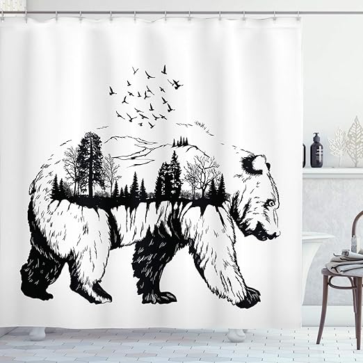 Amazon Com Ambesonne Cabin Decor Shower Curtain By Hand Drawn