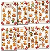 100pcs Gingerbread Stickers for Crafts, Gingerbread House Sticker Sheets, Holiday Stickers for Kids, Teens, Adults, Self Adhesive Name Tag Sticker for Xmas, Winter Holiday Reward, Gift Greeting Card