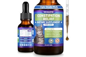 WEALLIN Cat Constipation Relief, Constipation Relief for Cats, Cat Constipation Support, Promotes Digestive Health, Chicken Flavor Natural Herbal Supplement, 60 ml/2 Fl Oz