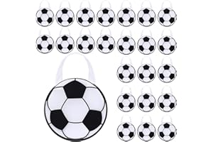 Shihanee 24 Pcs Soccer Party Favor Bags Ball Themed Party Goody Candy Bags Sport Game Treat Handbags Soccer Non Woven Gift Handbags for Sport Theme Supplies