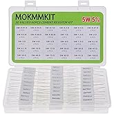 MOKMMKIT 30 Values 60 Pieces Ceramic Cement Resistor KIT 5W Resistance 5 Watt ±5% Power Resistors (0.01 Ohm - 100 Ohm)