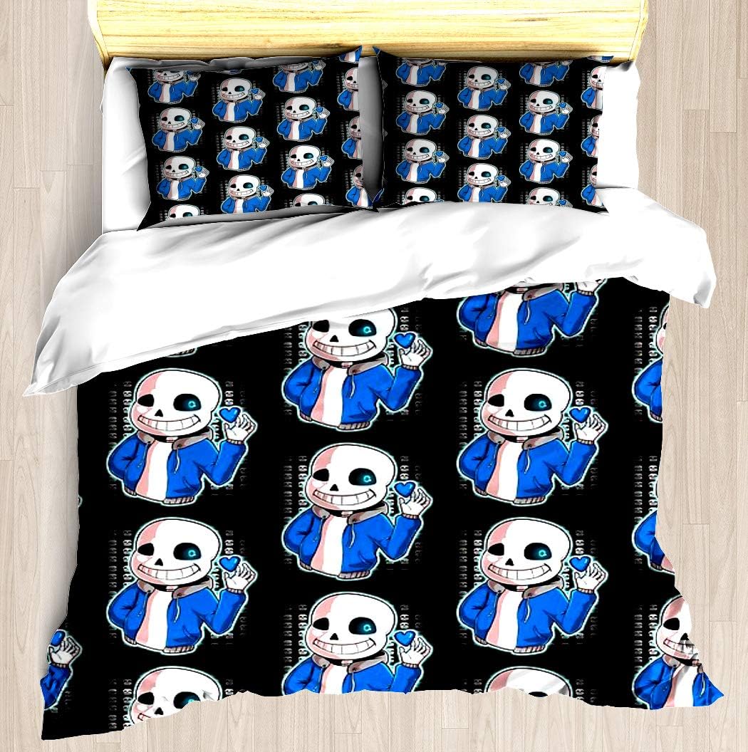 NTCBED Sans - Skeleton Undertale - Duvet Cover Set Soft Bedding Set Pillowcase Bed Set Unique Printed Floral Pattern Design Duvet Covers Blanket Cover Queen/Full Size