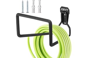 BAKEWAY Garden Hose Holder Wall Mount - Metal Hose Hanger Water Hose Holders for Outside, Heavy Duty Hose Hook for Garden Hose, Expandable Hose, Hose Reel, Water Hose, Extension Hose, 150FT