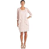 Knee Length Formal Glitter Stripe Jacket & Sheath Dress Set