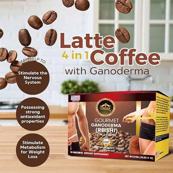 ETERNAL SPIRIT BEAUTY – ASIAN LATTE COFFEE GANODERMA SINGLES, 15 PACKETS (0.64 OZ) – INSTANT COFFEE MIX WITH REISHI MUSHROOM, CREAMY LIGHT ROAST, TRAVEL-FRIENDLY SACHETS