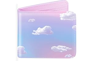 BISTUP Girls Cute Kawaii Wallet Cloud Aesthetic Women Womens Cool Funny Leather Credit Id Card Cash Holder Woman Rfid Blocking Zipper Wallets With Coin Pocket Id Window Female Bifold Little Girl