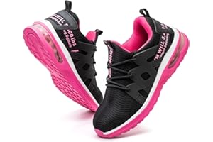 Kezhiho Steel Toe Shoes for Women Air Cushion Lightweight Work Shoes Comfortable Breathable Puncture Proof Slip Resistant Sneakers Indestructible Construction Industrial Safety Shoes