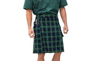 RUNCATI Mens Utility Kilt Pin Scottish Tartan Apparel Black & Irish Hybrid Royal Stewart Pockets Kilts