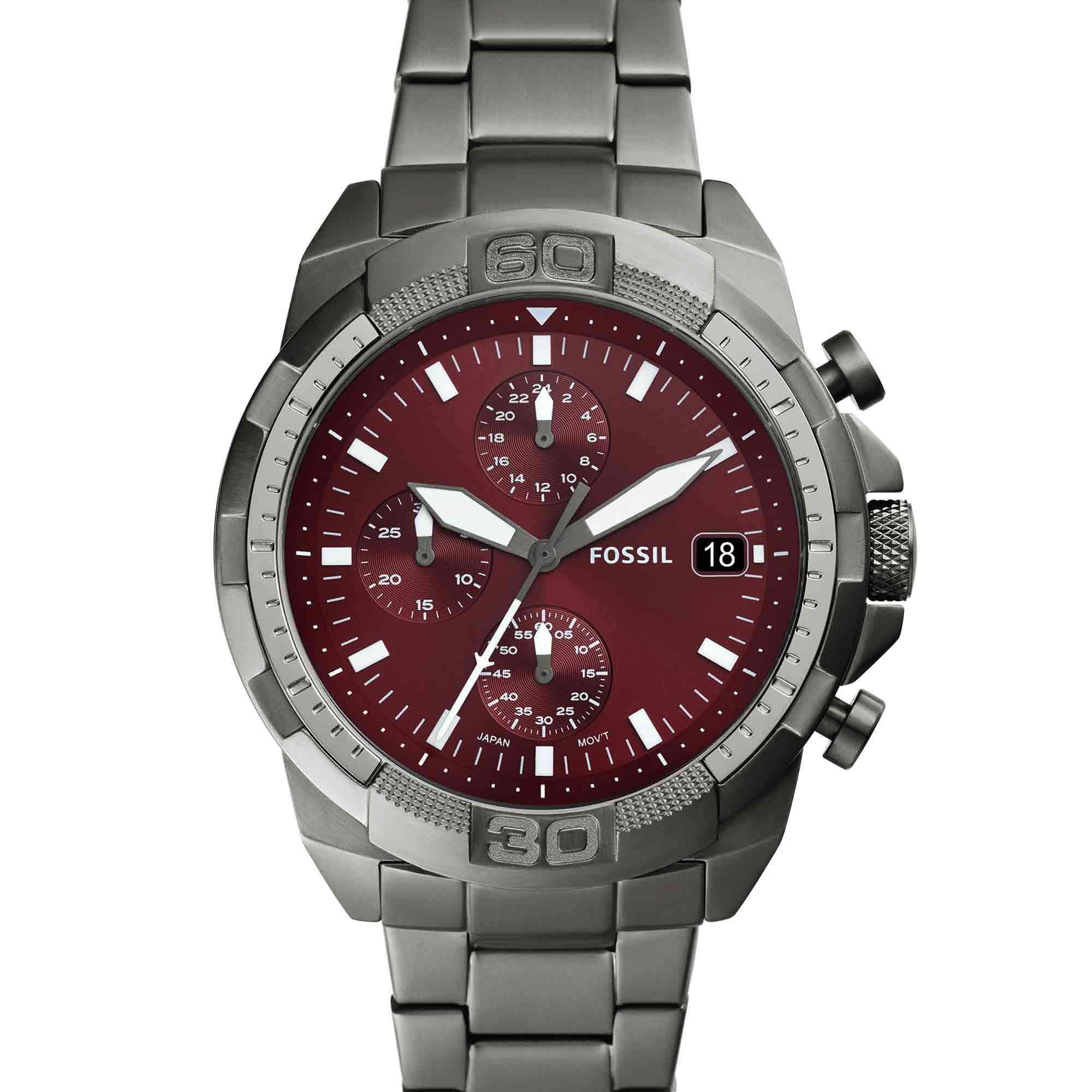 Bronson Men's Watch with Stainless Steel Bracelet or Genuine Leather Band, Chronograph or Three-Hand Analog Display