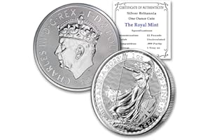 MINT STATE GOLD 2023 1 oz British Silver King Charles III Coronation Britannia Coin by the Royal Mint Brilliant Uncirculated with Certificates of Authenticity £2 BU