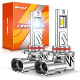 SEALIGHT HB3/9005 LED Bulb, 1000% Super Bright 60000LM Output, 6500K Cool White with Fan, Real 1:1 Size, 3Mins Plug-N-Play, IP68 Waterproof, 2 Pack