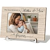 HSIASHENG Mom and Son 4x6 Picture Frame, Sons Gifts from Mom Photo Frame, the Love Between Mother and Son Is Forever Picture Photo Frames 4"x6"for Desk Tabletop Display Decorations