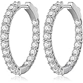 Gold Hoop Earrings for Women 14K Gold Plated Cubic Zirconia Hoop Earrings for Women 30mm Diamond Hoop Earrings Valentine's Day Mother's Day Birthday Jewelry Gift for Women
