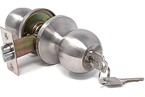 RENO SUPPLIES Satin Nickel Entrance Door Lock Knob with Keyed Entry, 1 Pack – Ideal for Bathroom, Bedroom & Front Door – Easy