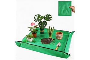 MAZUBOHOY 39.3" X 39.3" Large Repotting Mat for Indoor Plants Transplanting, Waterproof Portable Potting Mat Tray Dirt Contro