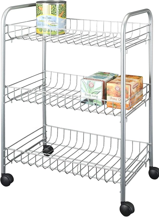 Metaltex 938000039 - Carro de Cocina (3 bandejas), Color Plateado