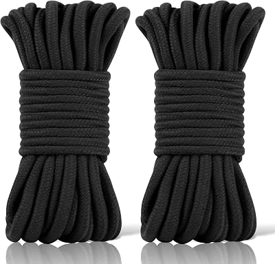 lohey 2 Pack Soft Cotton Rope 10m 8mm Black Multipurpose DIY Craft