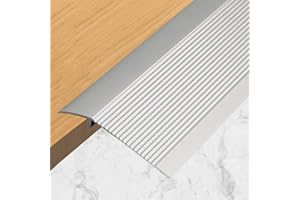 SAFEACET 4 inch Floor Transition Strip Wood to Tile, 36" Silver Aluminum Carpet to Tile Transition Strip, Interior Metal Thresholds for Doorways Vinyl Laminate…