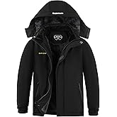 Boy's Ski Jackets Waterproof Winter Coat Fleece Windproof Snowboarding Jacket with Detachable Hood